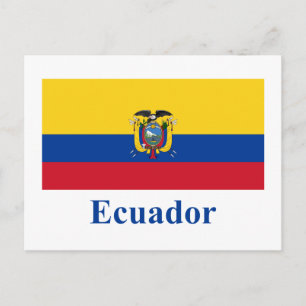 Ecuador Flagga med Namn Vykort