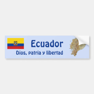 Ecuador Flagga och Karta Bumper Sticker Bildekal