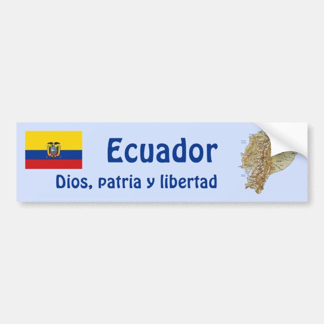 Ecuador Flagga och Karta Bumper Sticker Bildekal (Framsidan)