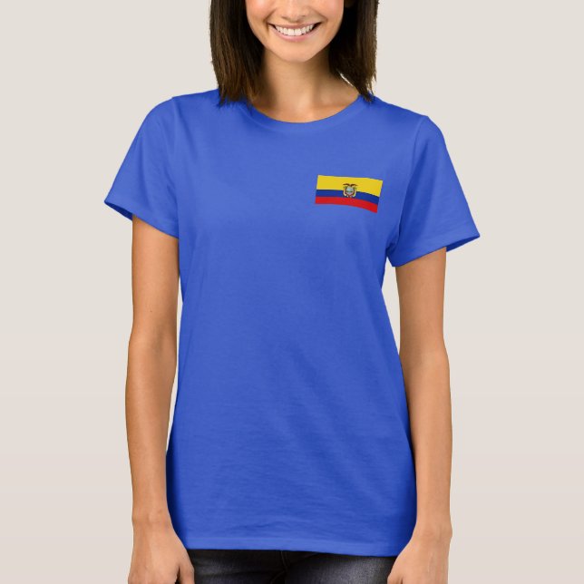 Ecuador Flagga och Karta dk T-Shirt (Framsida)
