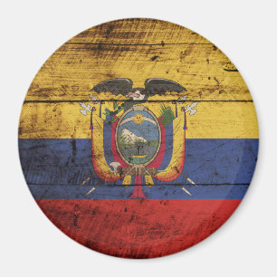 Ecuador flagga på gammalt Wood korn Magnet