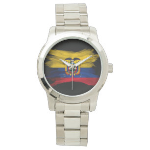 Ecuador-flagga-penseldrag, nationell flagga armbandsur