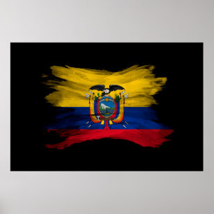 Ecuador-flagga-penseldrag, nationell flagga poster
