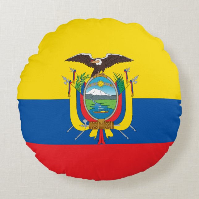 Ecuador Flagga Rund Kudde (Framsidan)