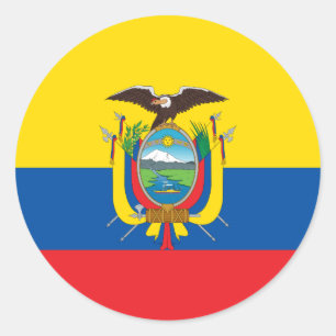 Ecuador Flagga Runt Klistermärke