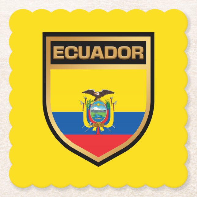 Ecuador Flagga Shield Underlägg Papper (Framsida)