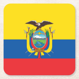 Ecuador Flagga Underlägg Papper Kvadrat