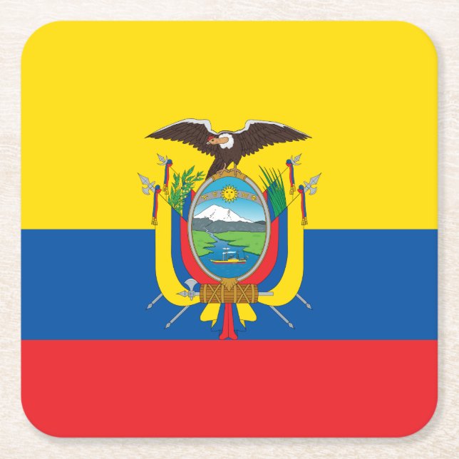 Ecuador Flagga Underlägg Papper Kvadrat (Framsidan)