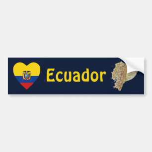 Ecuador flaggahjärta + Kartabildekal Bildekal