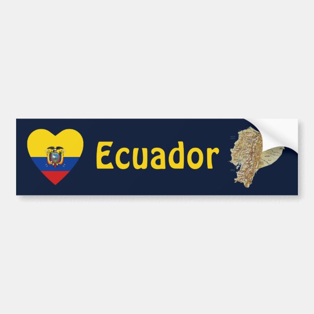 Ecuador flaggahjärta + Kartabildekal Bildekal (Framsidan)