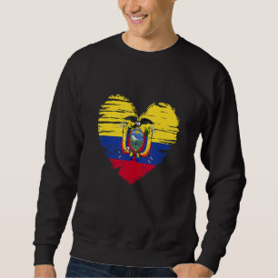 Ecuador Heart Ecuadorean Flagga Ecuadorean-Pridet Lång Ärmad Tröja