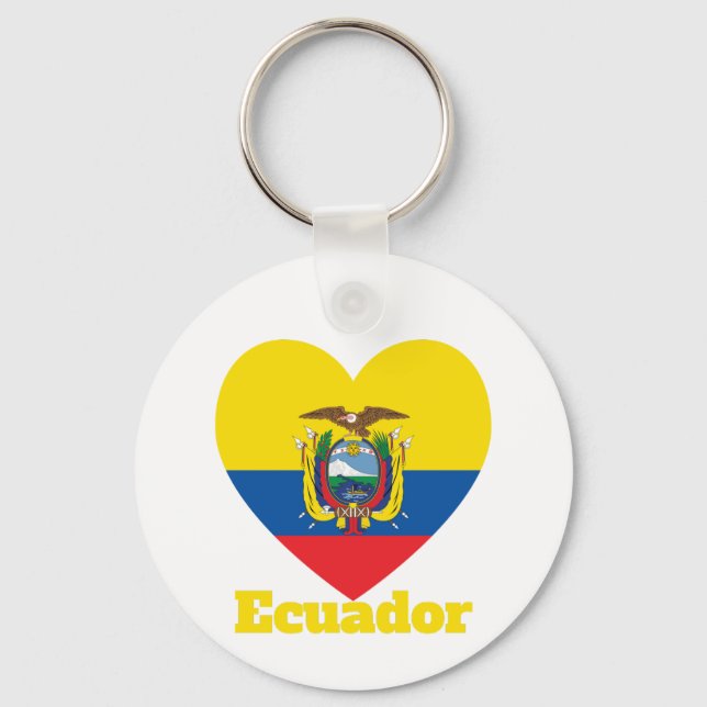 Ecuador Heart Flagga Nyckelring (Framsida)