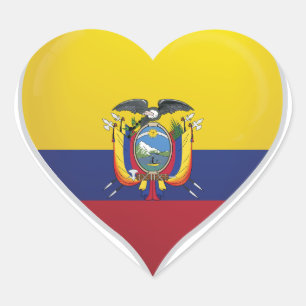Ecuador kärlek flagga-hjärtdekalett för pride hjärtformat klistermärke