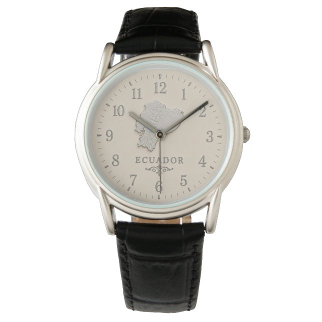 Ecuador Kart Cream Silver-Effekt Armbandsur (Framsida)