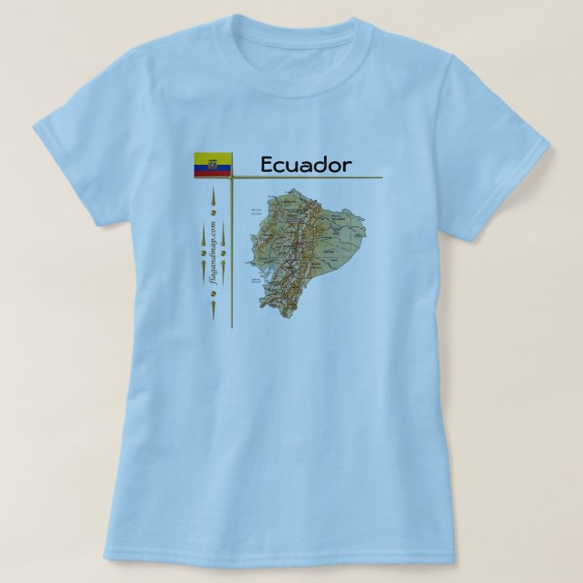 Ecuador Kart + Flagga + Titel T-Shirt (Design framsida)