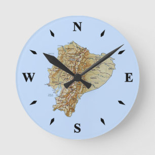 Ecuador Karta Clock Rund Klocka