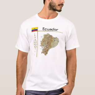 Ecuador Karta + Flagga + Rubrik T-Shirt