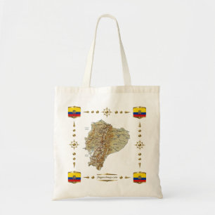 Ecuador karta + Flaggor hänger lös Tygkasse