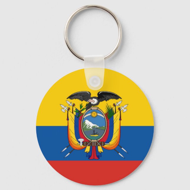 Ecuador land flagga symbol lång nyckelring (Framsida)