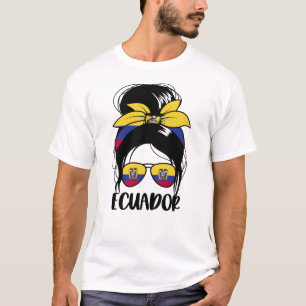 Ecuador Messy Bun Patriotic Ecuadorian Women's T Shirt