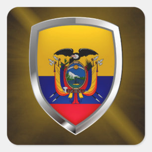 Ecuador Mettalic Emblem Fyrkantigt Klistermärke