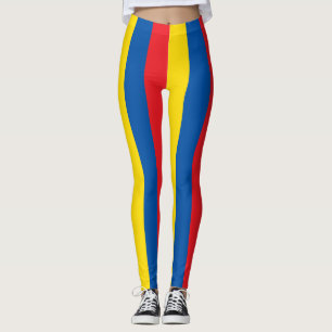 Ecuador National Flagga Färg Lodrät Stripe Leggings