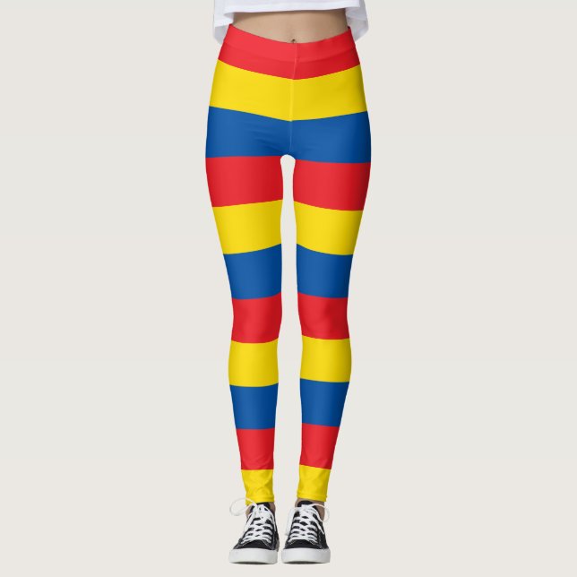 Ecuador National Flagga Färg Vågrät Stripe Leggings (Framsida)