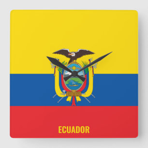 Ecuador National Flagga Patriotic Fyrkantig Klocka