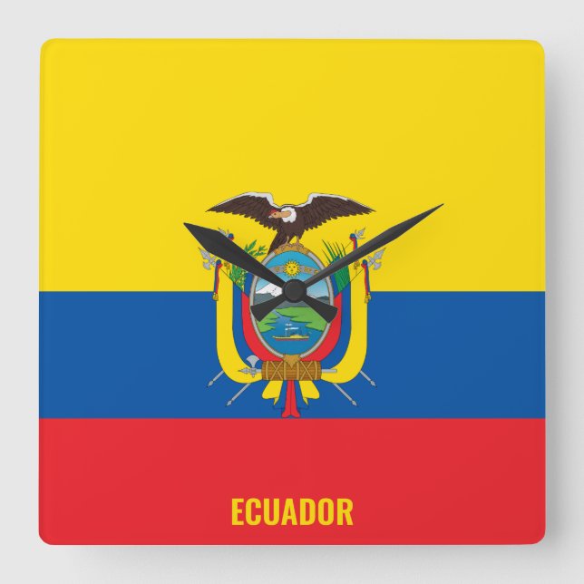 Ecuador National Flagga Patriotic Fyrkantig Klocka (Framsida)