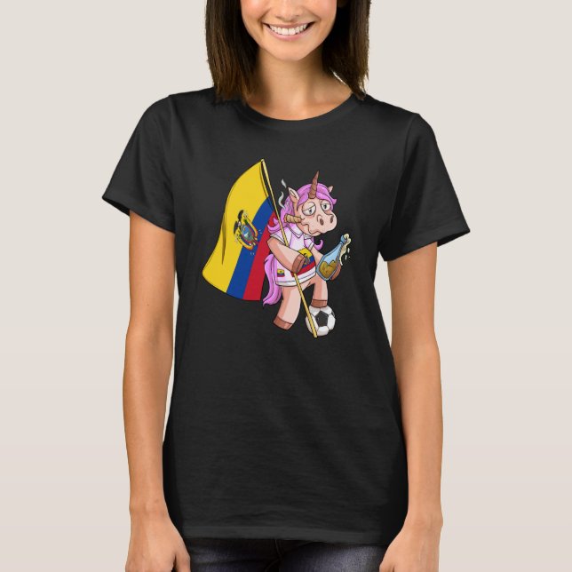 Ecuador Party Unicorn T Shirt (Framsida)