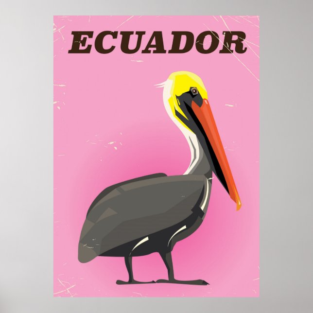 Ecuador Pelican vintage resor poster (Framsidan)