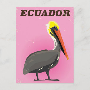 Ecuador Pelican vintage resor poster Vykort