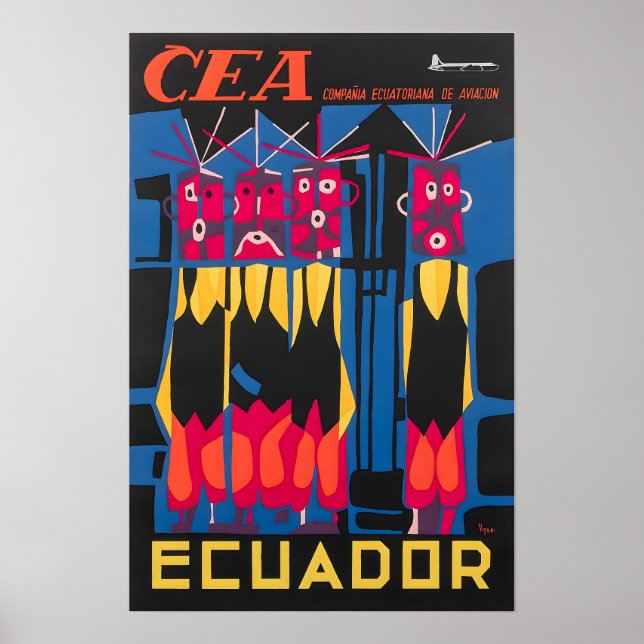 Ecuador Print South American Art CEA Travel Poster (Framsidan)