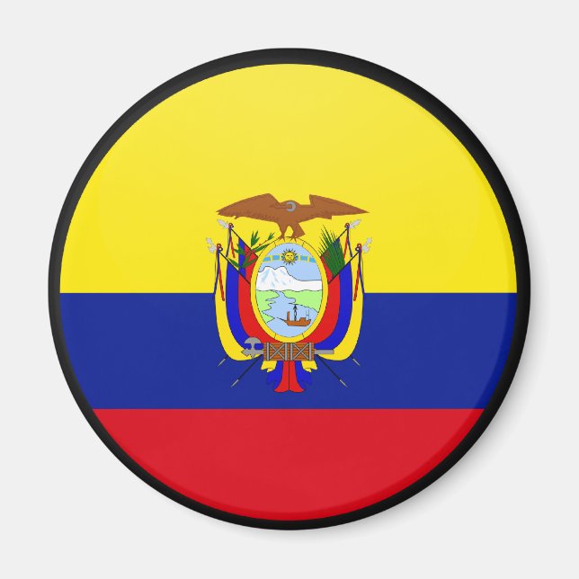 Ecuador Quality Flagga Circle Magnet (Framsidan)