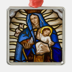 Ecuador, Quito. Staty av bevingad Jungfru Maria Julgransprydnad Metall