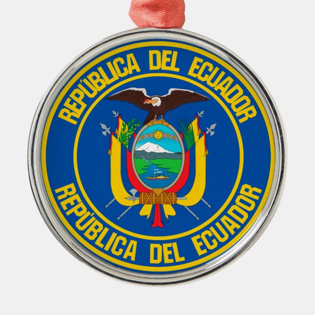 Ecuador Round Emblem Julgransprydnad Metall (Framsidan)