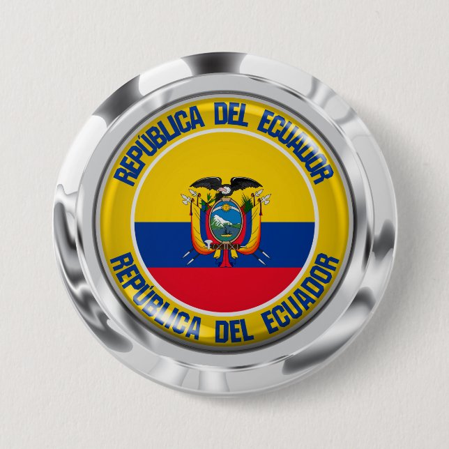 Ecuador Round Emblem Knapp (Framsida)