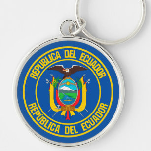 Ecuador Round Emblem Rund Silverfärgad Nyckelring