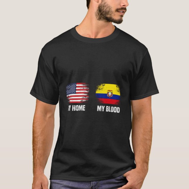 Ecuador Shirt Ecuador Flagga mitt hem mitt blod T (Framsida)