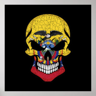 Ecuador Smiling Skull Flagga Poster
