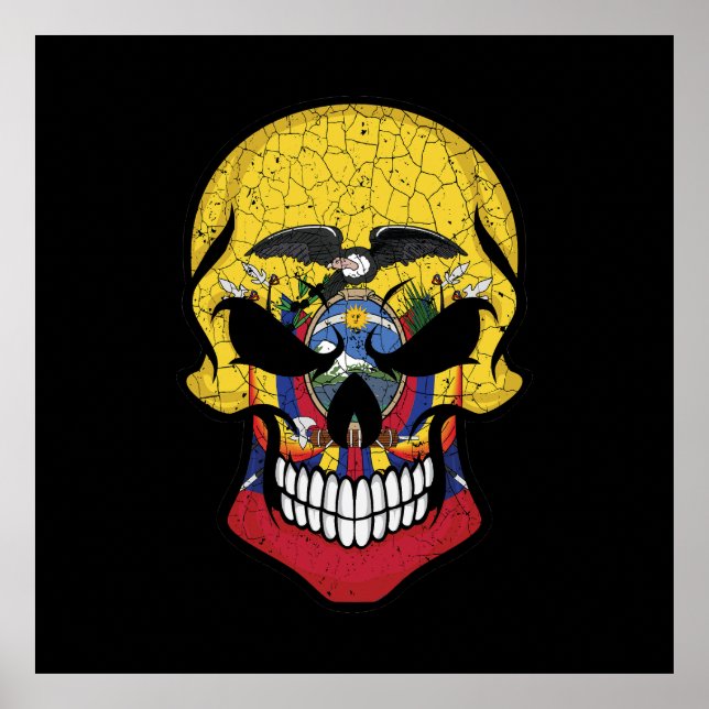 Ecuador Smiling Skull Flagga Poster (Framsidan)