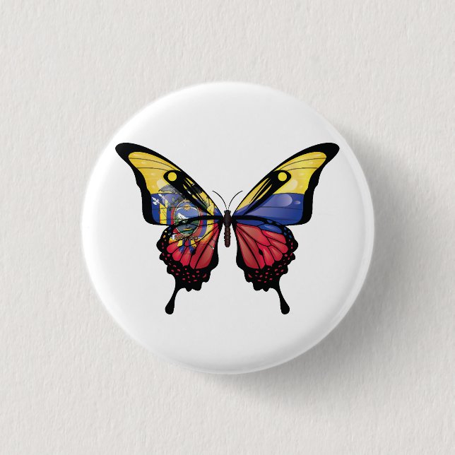 Ecuador Swallowtail Butterfly Flagga Sticker Knapp (Framsida)