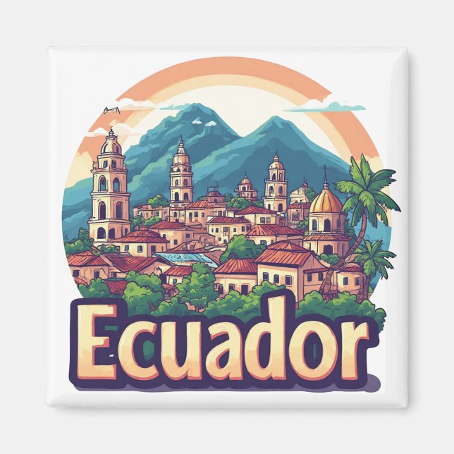 Ecuador Sydamerika Souvenir 🗺️ Magnet (Framsidan)