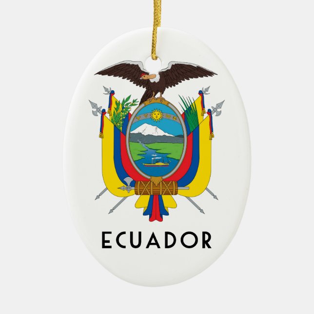 Ecuador - symbol/jacka av arm/flagga/färg/emblem julgransprydnad keramik (Framsidan)