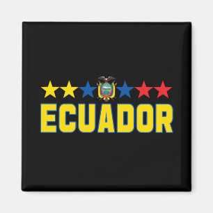 Ecuador Text & Emblem & Flagga Färgad Stars Magnet