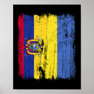 Ecuador Ukraina Halv Flagga Ecuatoriansk Ukrainsk Poster