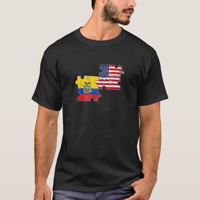 Ecuador USA Ecuadorian American Flagga T Shirt (Framsida)