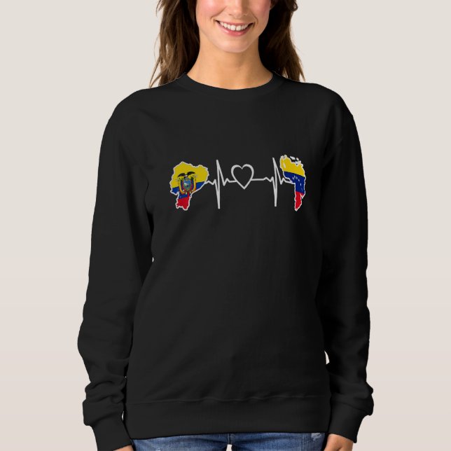 Ecuador Venezuela Flag Ecuadorian Venezuelan Heart T Shirt (Framsida)