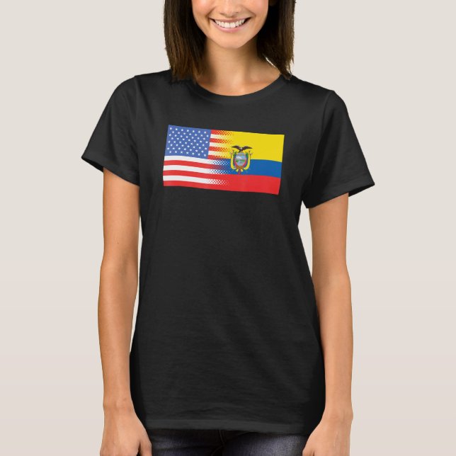 Ecuadorian American Flag Ecuador USA T Shirt (Framsida)