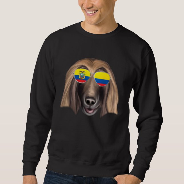 Ecuadorian Flag Afghan Hound Dog Ecuador Pocket Lång Ärmad Tröja (Framsida)